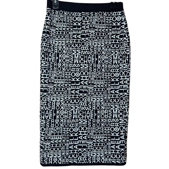 NWT Michael Kors Skirt Knit Pencil Women's Designer Black & White Size medium - Picture 5 of 10